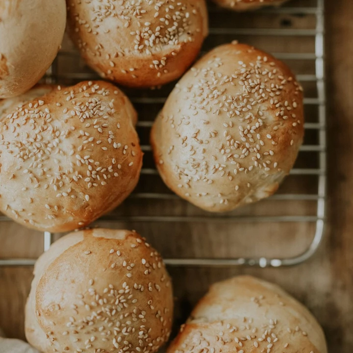 Vegan homemade hamburger buns perfect for 4th of July celebrations in the USA.